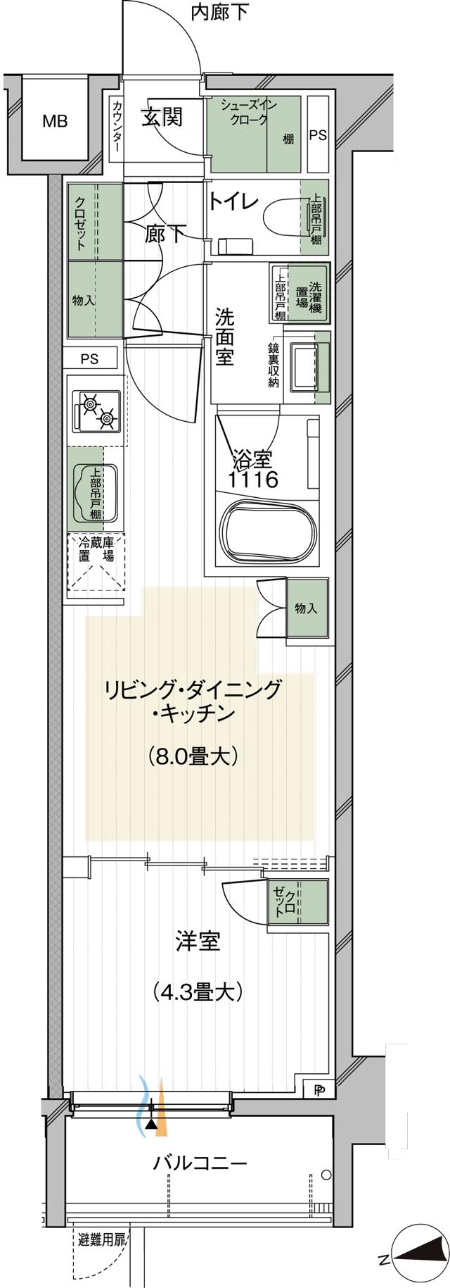 ルジェンテ武蔵小金井の間取り図　A2g：1LDK+SIC