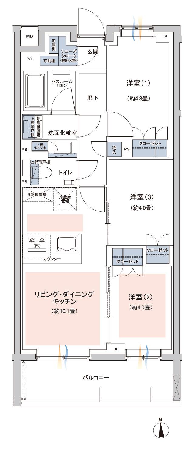 ウィルローズ光が丘の間取り図　D2：3LDK+SC