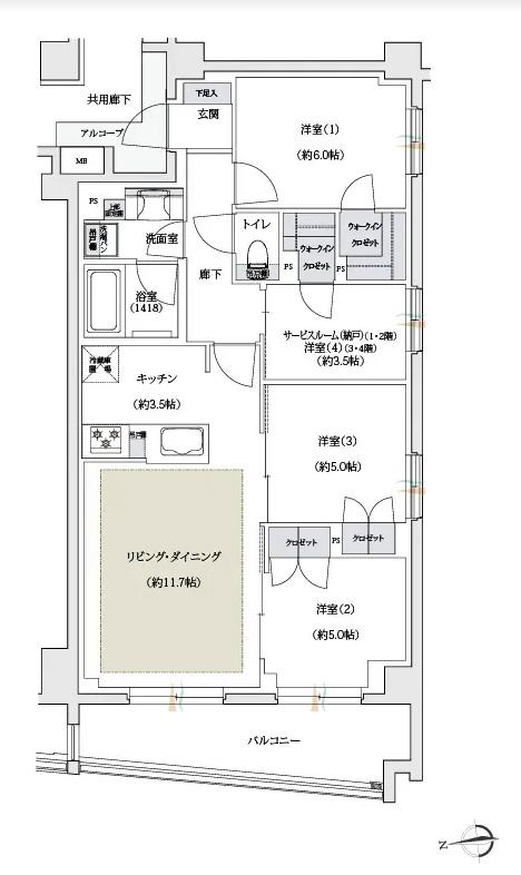 ジェイグラン葛西の間取り図　D(1F・2F)：3LDK+S+2WIC