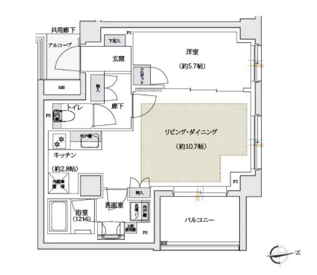 ジェイグラン葛西の間取り図　A：1LDK