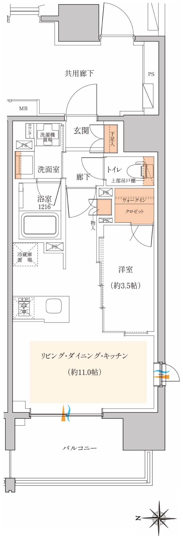 ネベル草加 Tiareの間取り図　C：1LDK+WIC