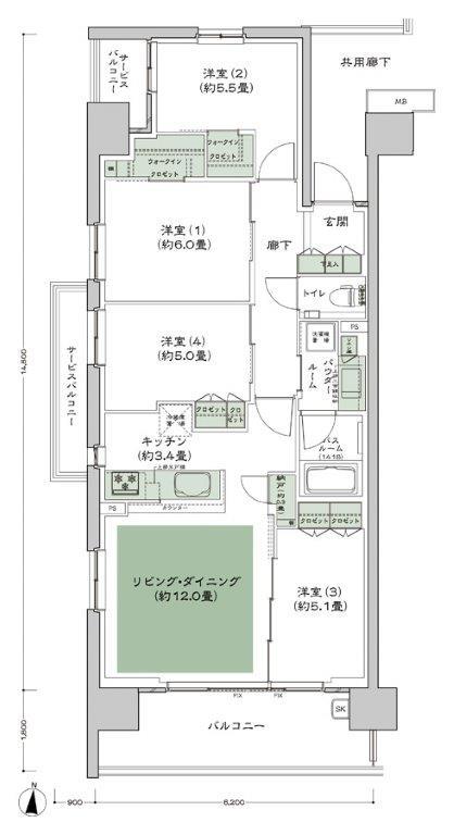 SUUMO】間取り図（E-80A）詳細 - シティハウス小金井公園 | 新築