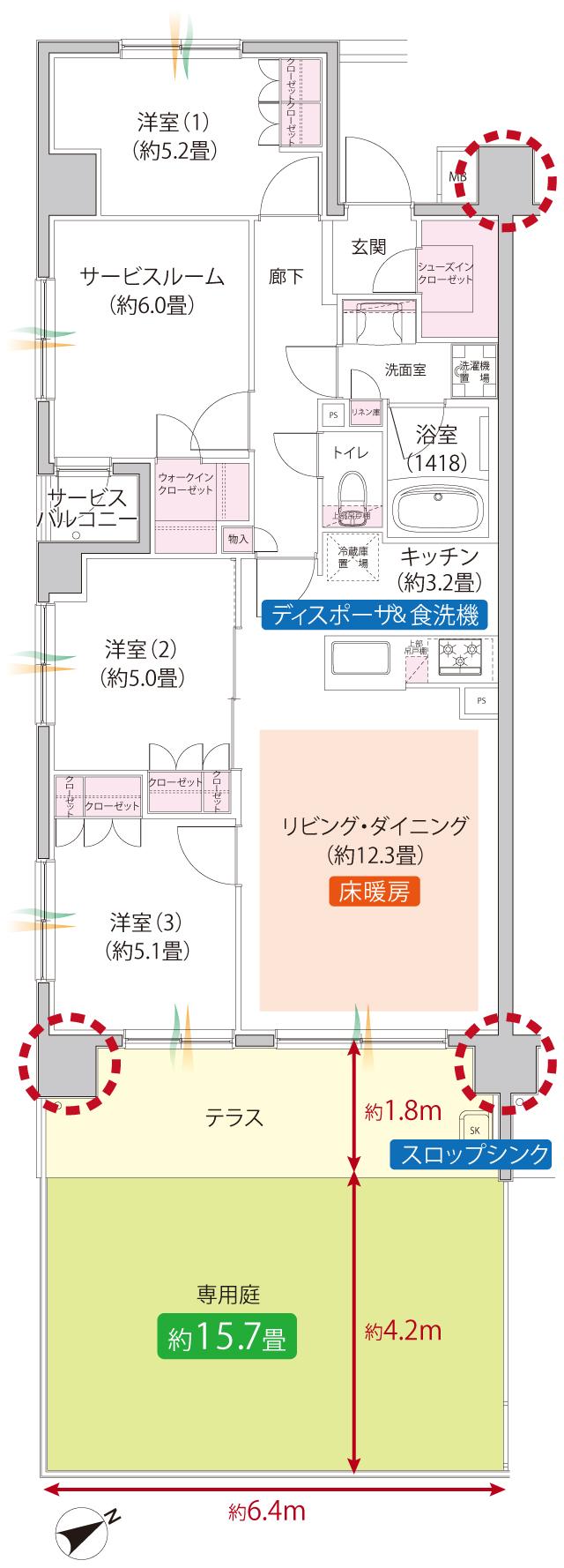 センチュリー朝霞（朝霞ピースプロジェクト）の間取り図　Ig：3LDK+S