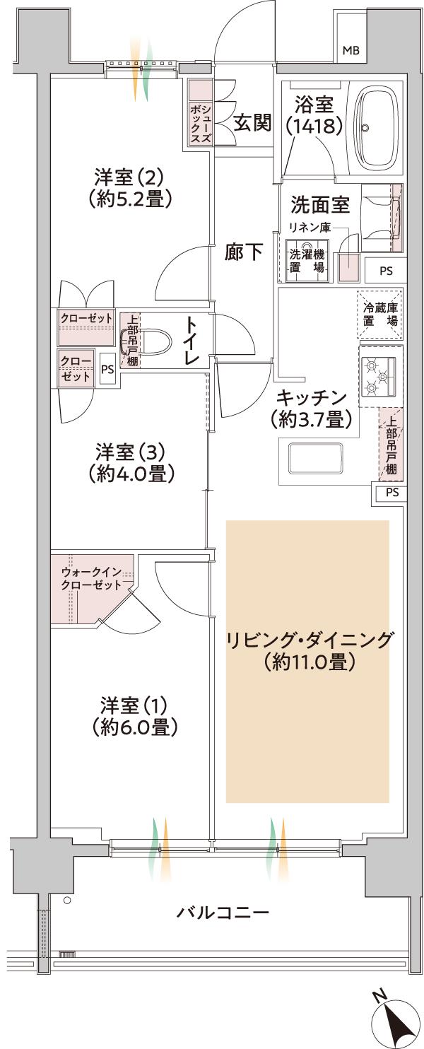 センチュリー朝霞（朝霞ピースプロジェクト）の間取り図　D：3LDK