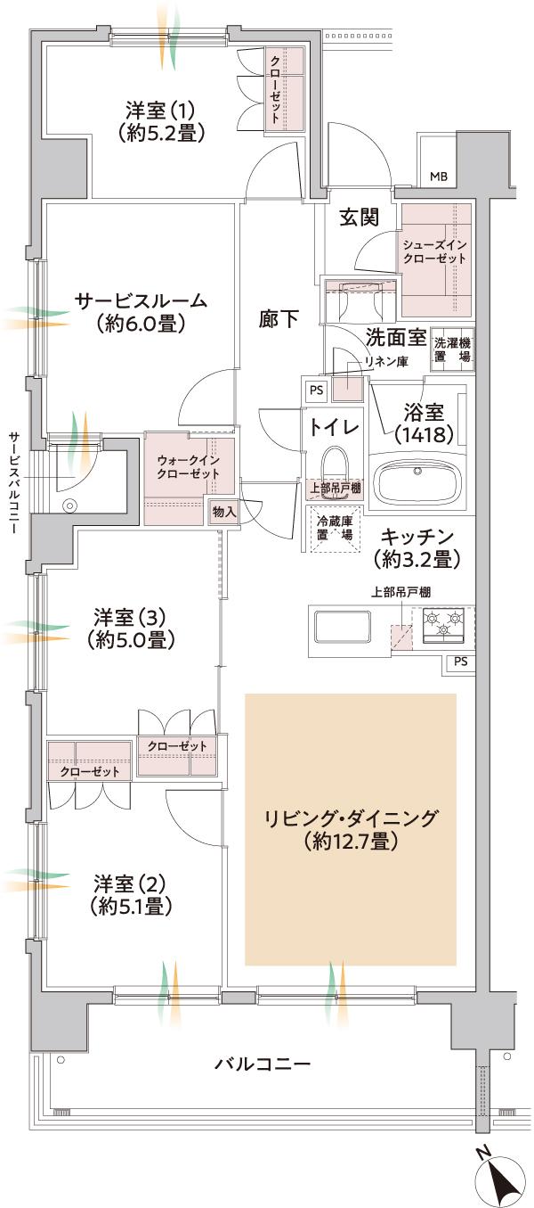 センチュリー朝霞（朝霞ピースプロジェクト）の間取り図　I：3LDK+S