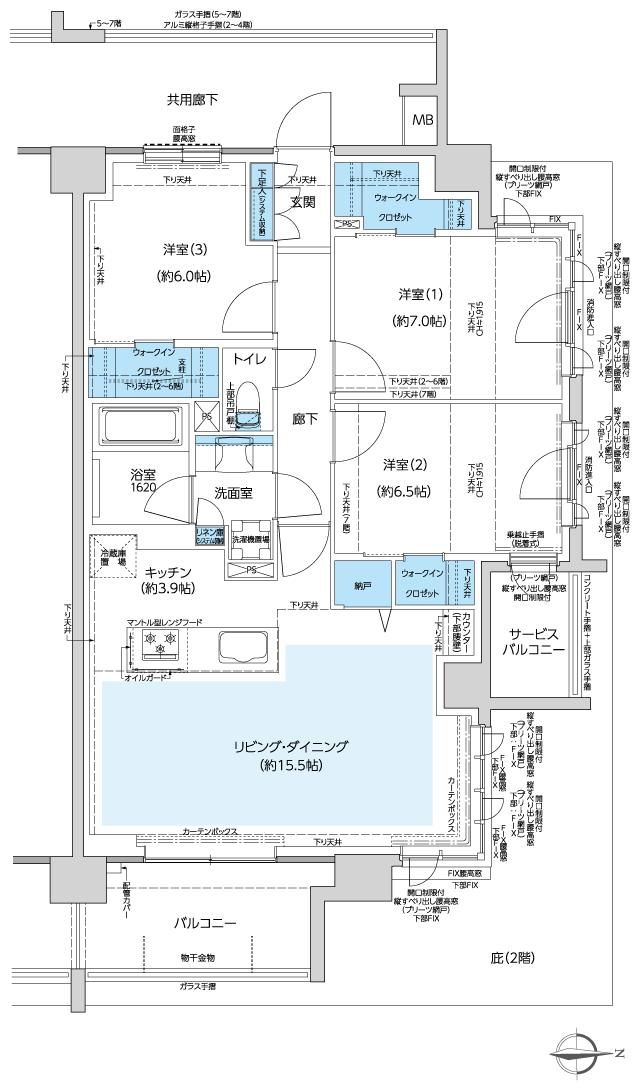 レーベン和光 THE GRANDEの間取り図　AA：3LDK+N+3WIC