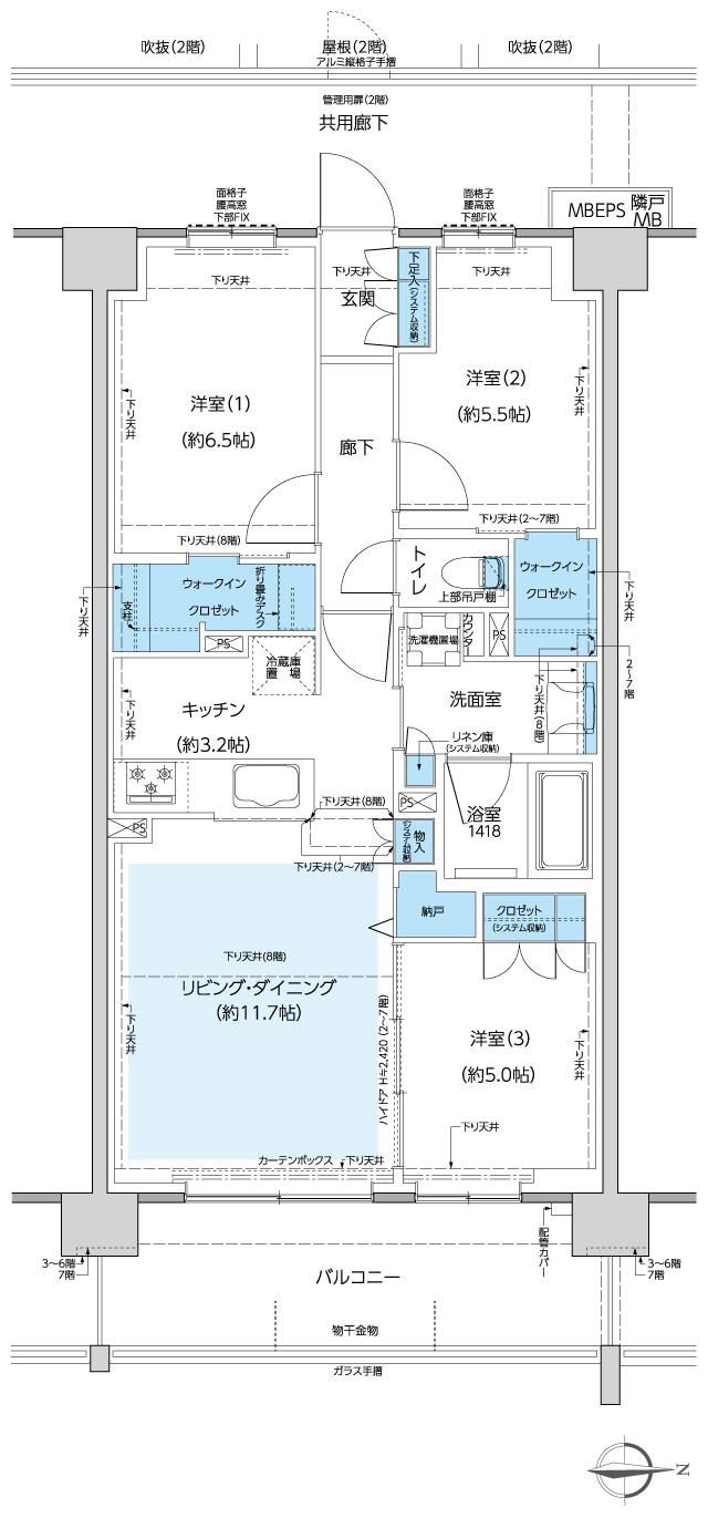 レーベン和光 THE GRANDEの間取り図　AI：3LDK+N+2WIC