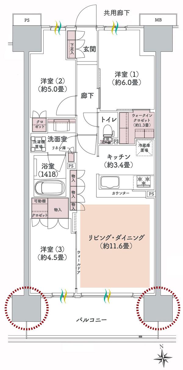ウエリス八千代村上の間取り図　Bc1：3LDK+WIC