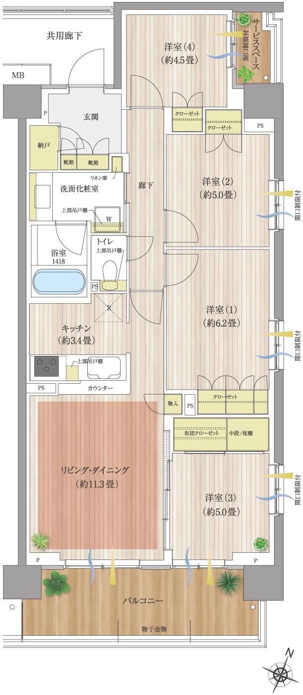 オハナ 蘇我ガーデニアの間取り図　A20：4LDK+N
