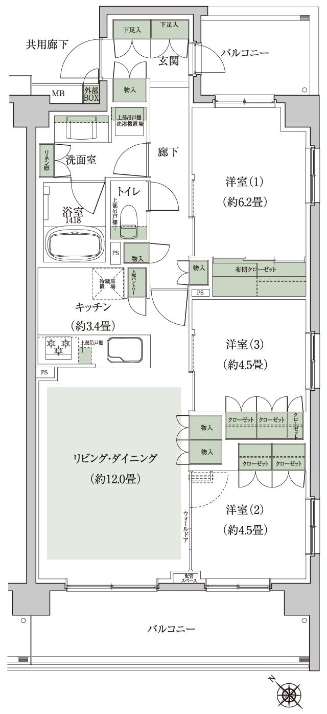 グレーシア海老名さがみ野テラスの間取り図　G：3LDK