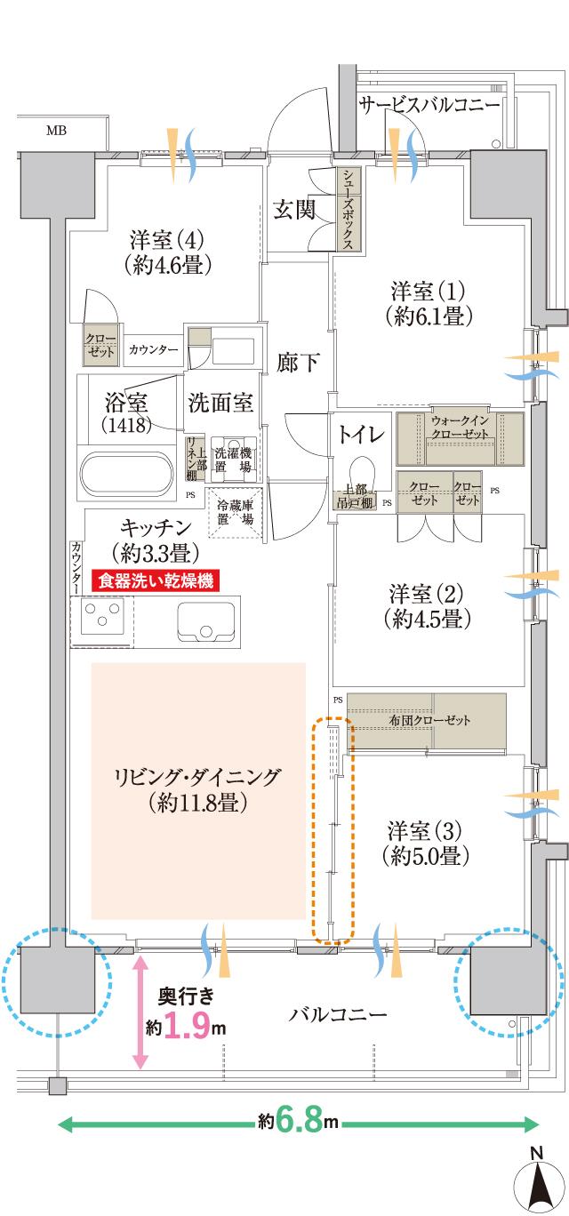 Have a Good Day PROJECT／センチュリー我孫子天王台の間取り図　E(4LDK)：4LDK+WIC