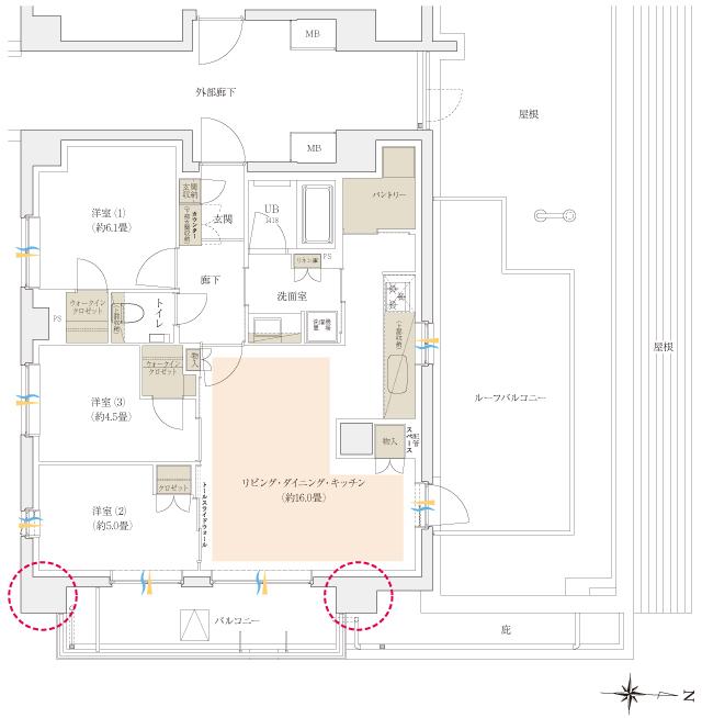 イニシア大田糀谷の間取り図　Mr：3LDK+2WIC