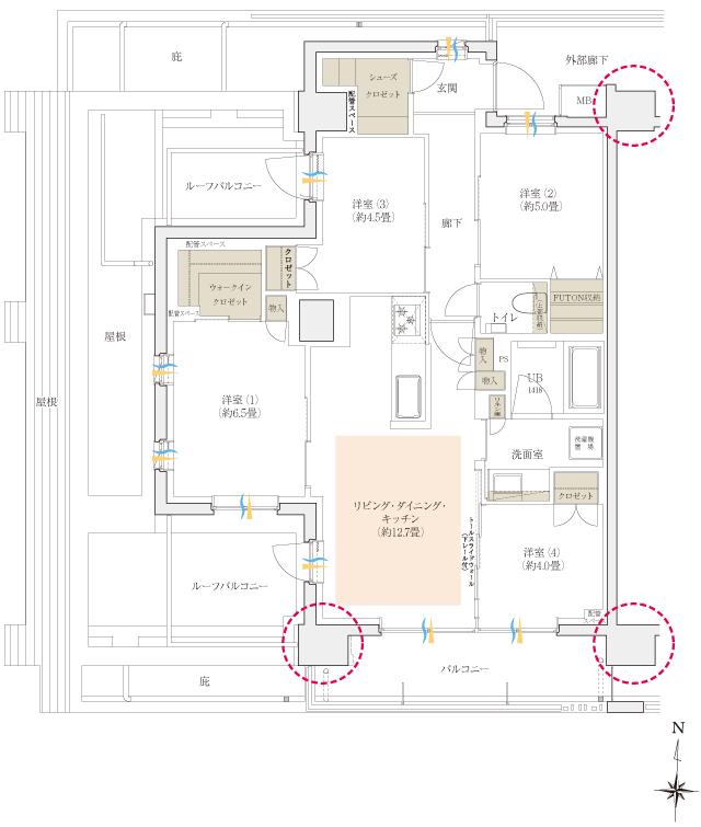 イニシア大田糀谷の間取り図　Kr：4LDK+WIC+SC