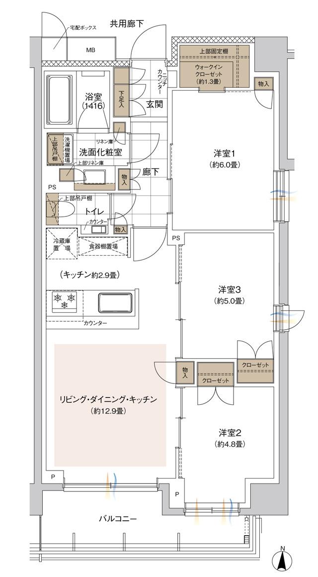 ウィルローズ森下の間取り図　E：3LDK+WIC