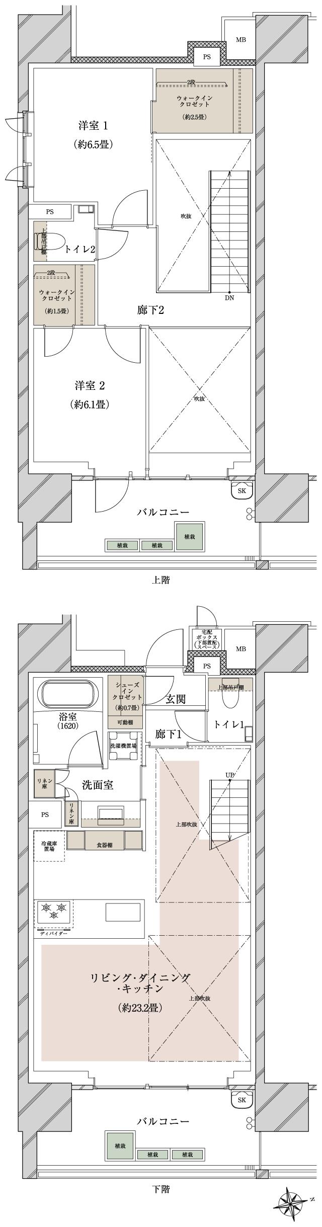 FOREAの間取り図　I：2LDK+2WIC+SIC