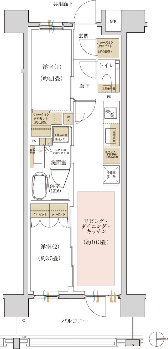 リビオ高田馬場の間取り図　I：2LDK+WIC+SIC