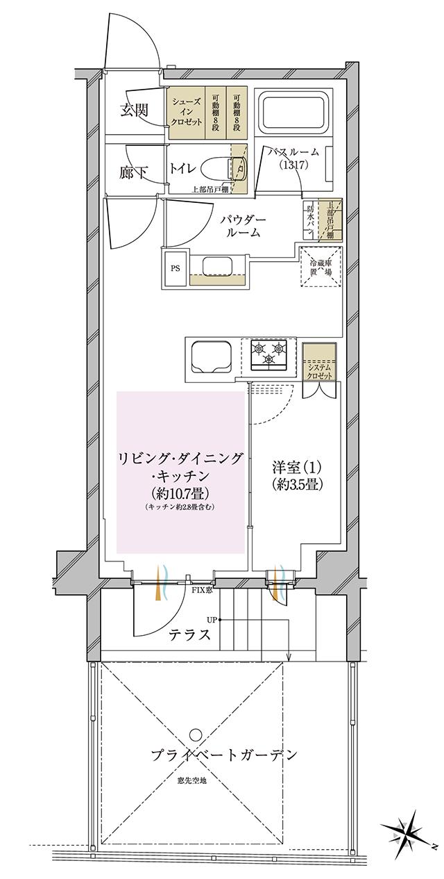 ヴェレーナ久が原の間取り図　H2g：1LDK+T+PG+SC