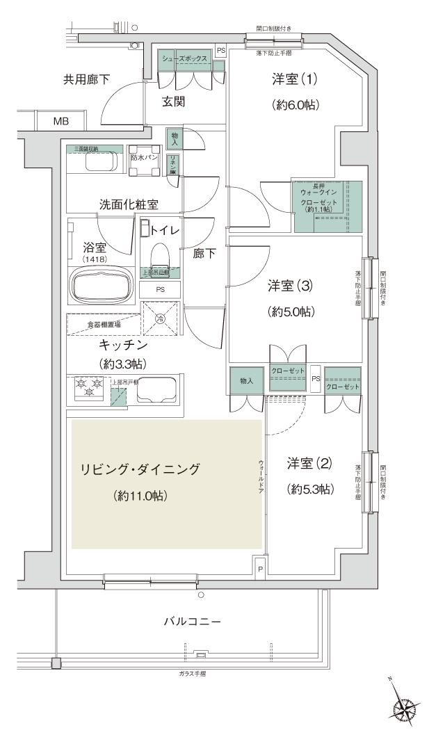 プレディア南浦和の間取り図　D：3LDK+WIC