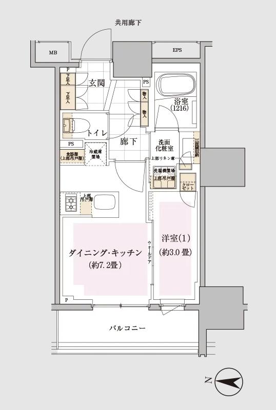 ドレッセ池上の間取り図　B：1DK