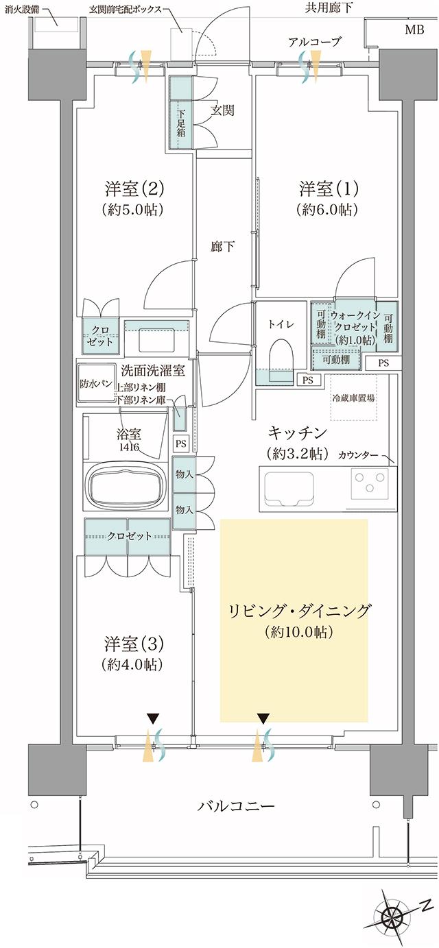 ジオ板橋浮間舟渡の間取り図　I7：3LDK+WIC