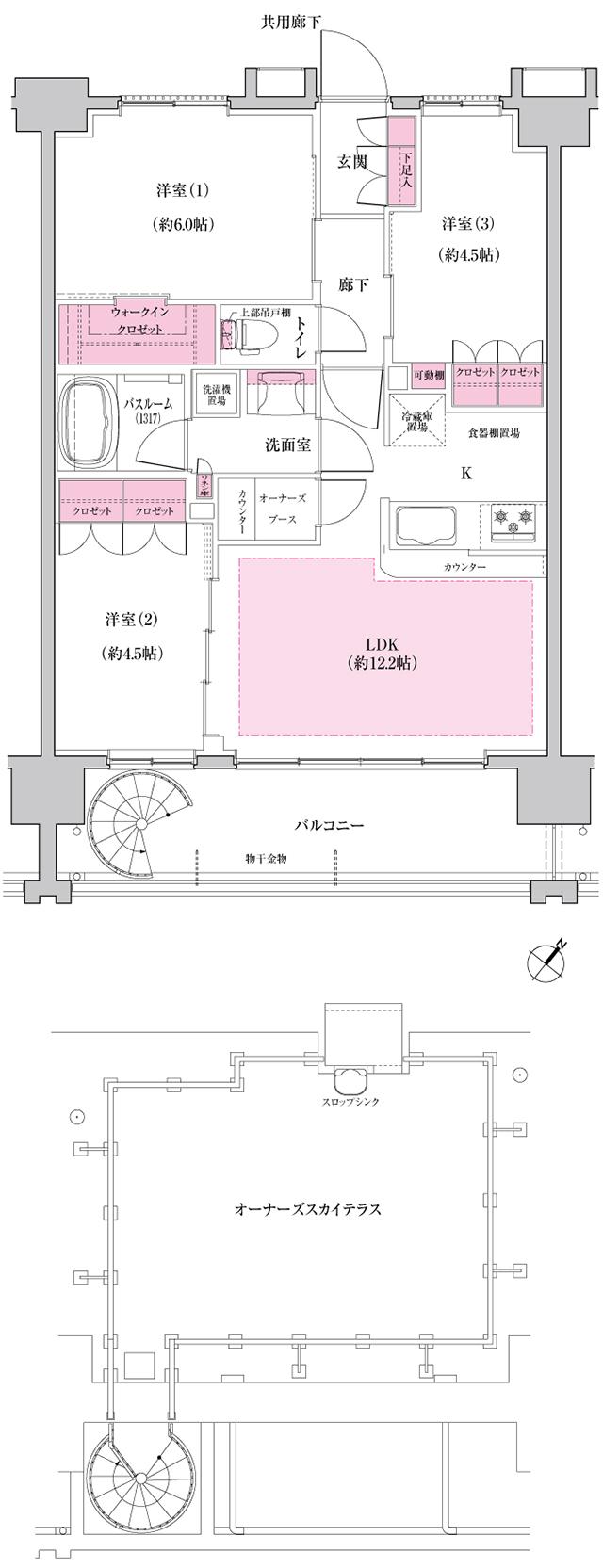 ブリシア豊洲の間取り図　Bs：3LDK+WIC+O