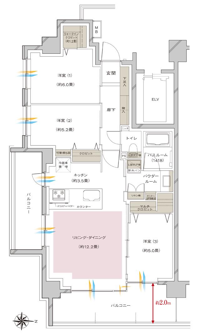 ヴェレーナ大和の間取り図　I：3LDK+W