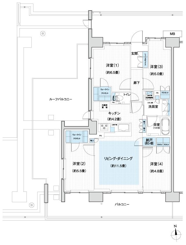 Grace Garden 小平小川東の間取り図　A3r：4LDK+N+2WIC