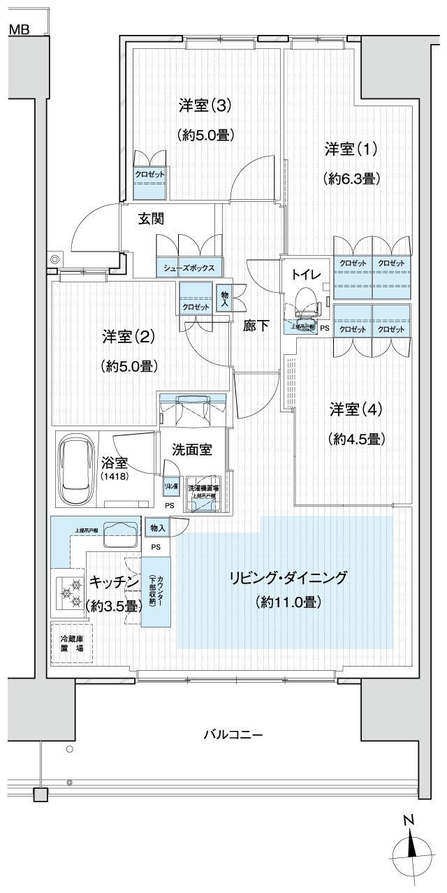 Grace Garden 小平小川東の間取り図　B12：4LDK