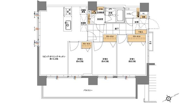 バースシティすずかけ台の間取り図　A：3LDK
