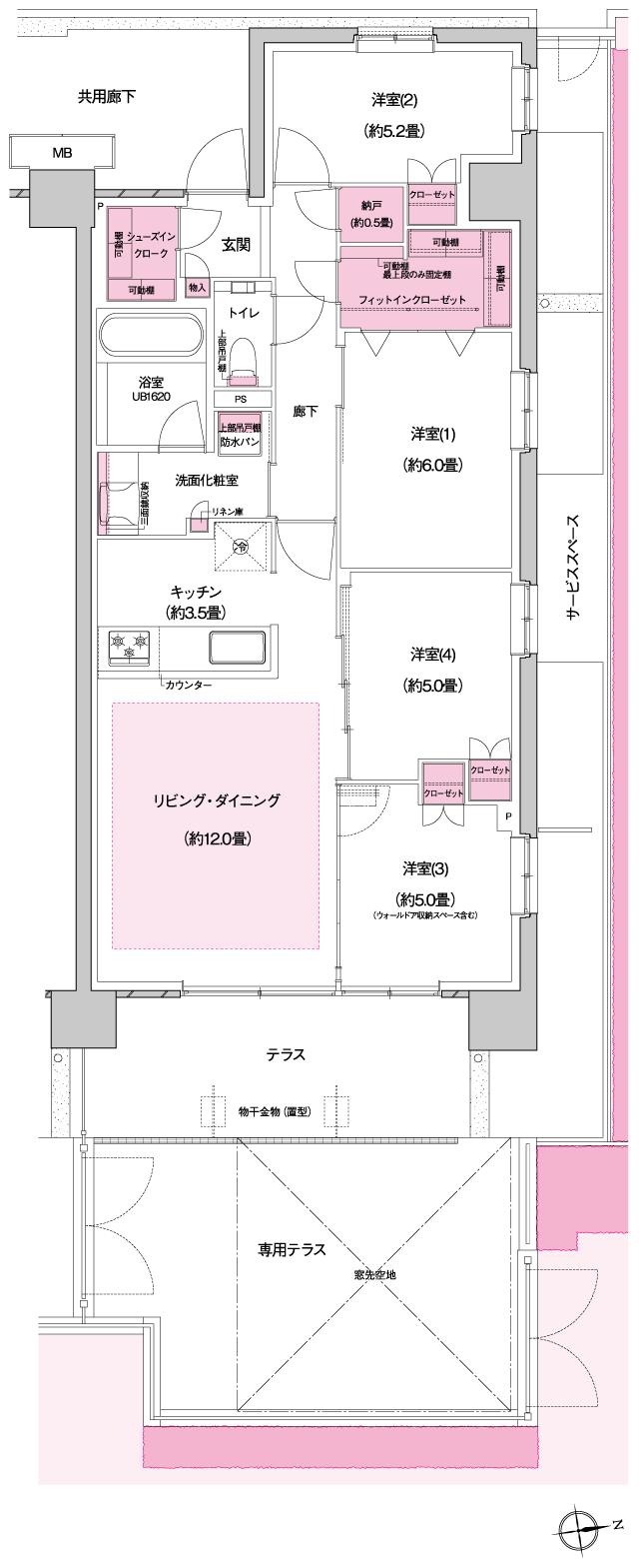 プラウドシティ国立の間取り図　B-09g：4LDK+N+FIC+SIC