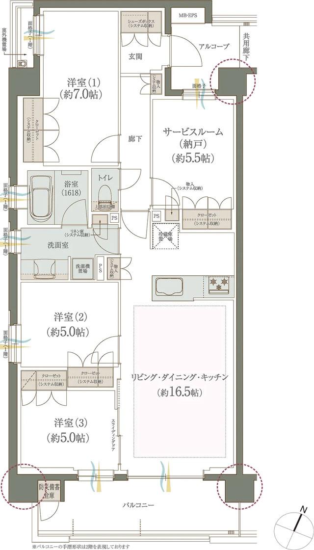 レ・ジェイドシティ橋本 IIIの間取り図　C：3LDK+S