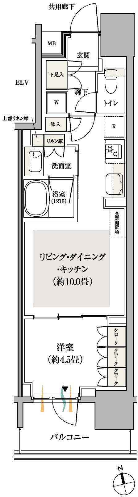 パークホームズ船橋の間取り図　37C：1LDK