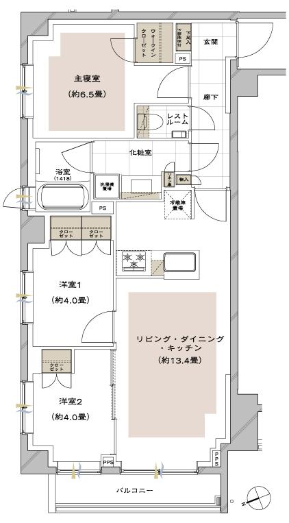 ピアース石神井公園の間取り図　H：3LDK+WIC
