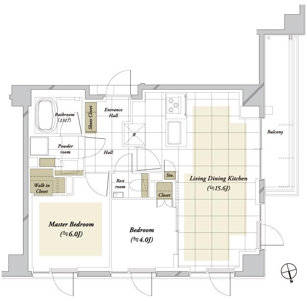 ディアナコート四谷の間取り図　C：2LDK+WIC