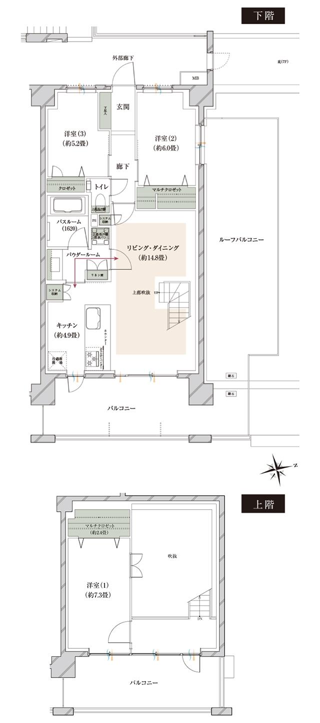 ヴェレーナグラン府中美好の間取り図　CKmr：3LDK+R+FC