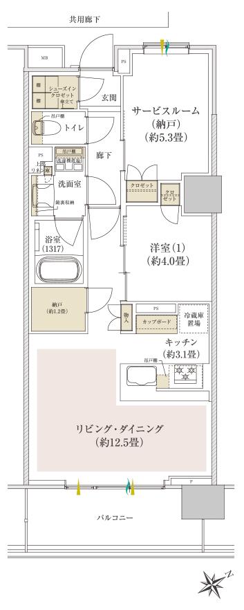 Brillia(ブリリア) Tower 千葉の間取り図　L：1LDK+S+SIC+N