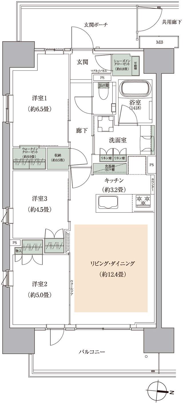 ザ・パークハウス 亀戸九丁目の間取り図　I：3LDK+WIC+FS+SIC