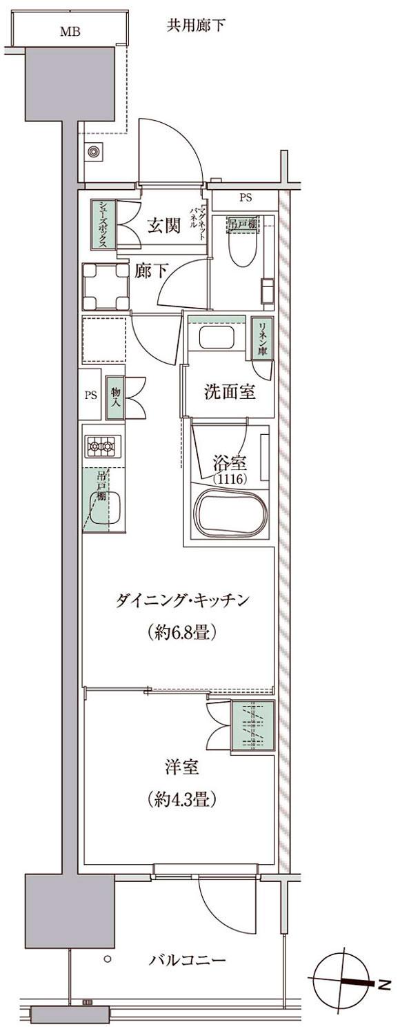 ザ・パークハウス 亀戸九丁目の間取り図　A1：1DK