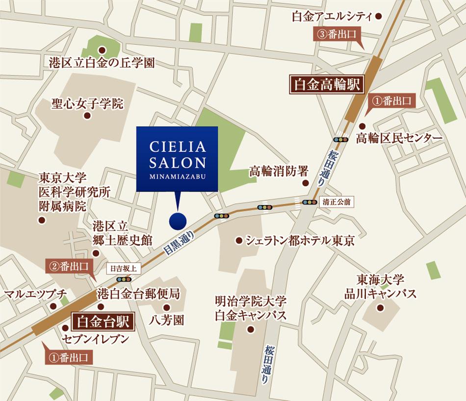 シエリアタワー南麻布のモデルルーム案内図