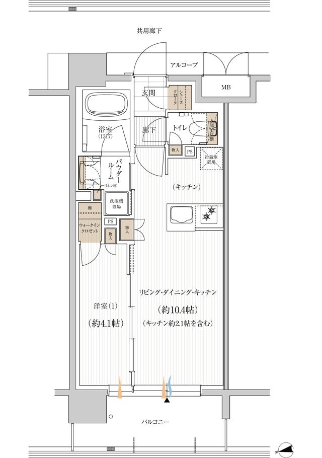 ユニハイム朝霞本町の間取り図　B1：1LDK＋WIC＋SC