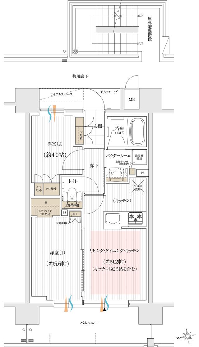 ユニハイム朝霞本町の間取り図　C：2LDK