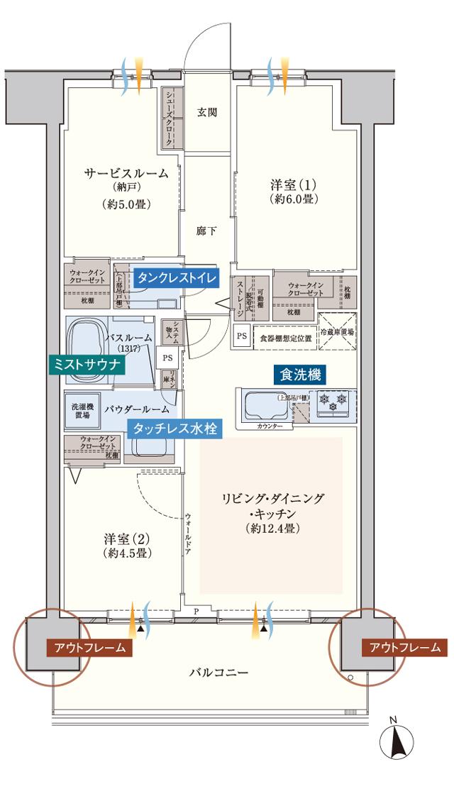 エクセレントシティ南千住ザ・レジデンスの間取り図　D：2LDK+S+3WIC+ST