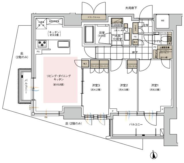 ウィルローズ谷中銀座の間取り図　D：3LDK+WIC