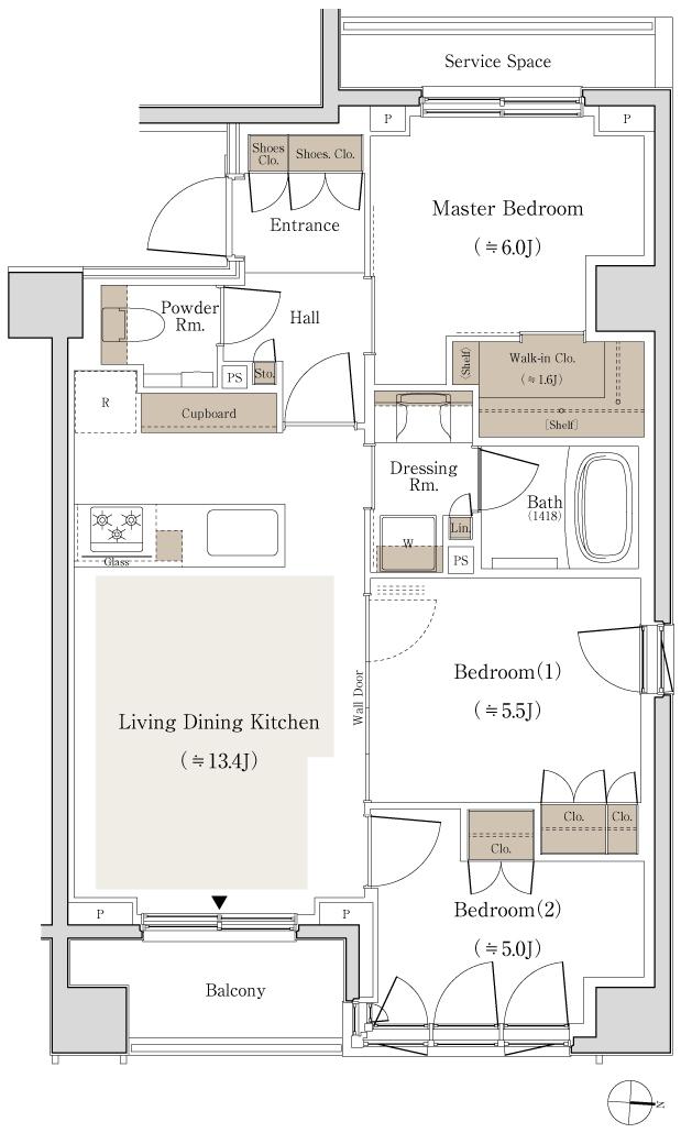 パークホームズ錦糸町北斎通りの間取り図　A：3LDK＋WIC