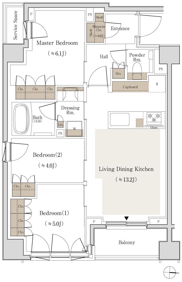 パークホームズ錦糸町北斎通りの間取り図　C：3LDK＋SIC