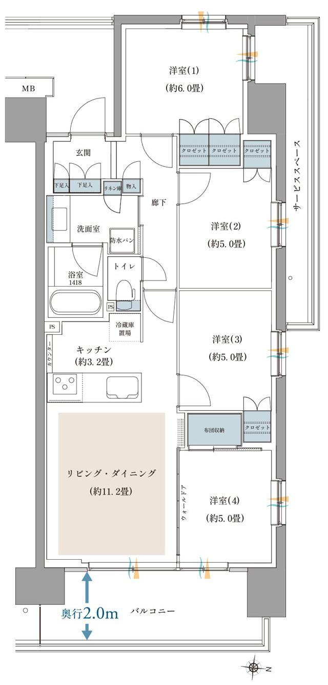 ガーデングランデ横浜戸塚の間取り図　C19：4LDK