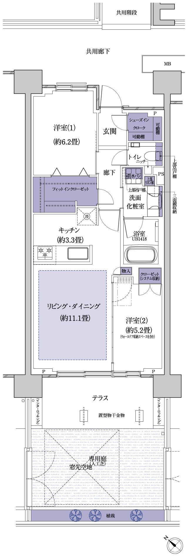 プラウド横浜東神奈川フロントの間取り図　Ft：2LDK+FIC+SIC