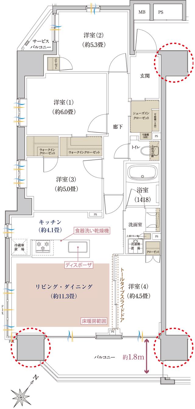 THE MACHIDA CLASS PROJECTの間取り図　G：4LDK+2WIC+SIC