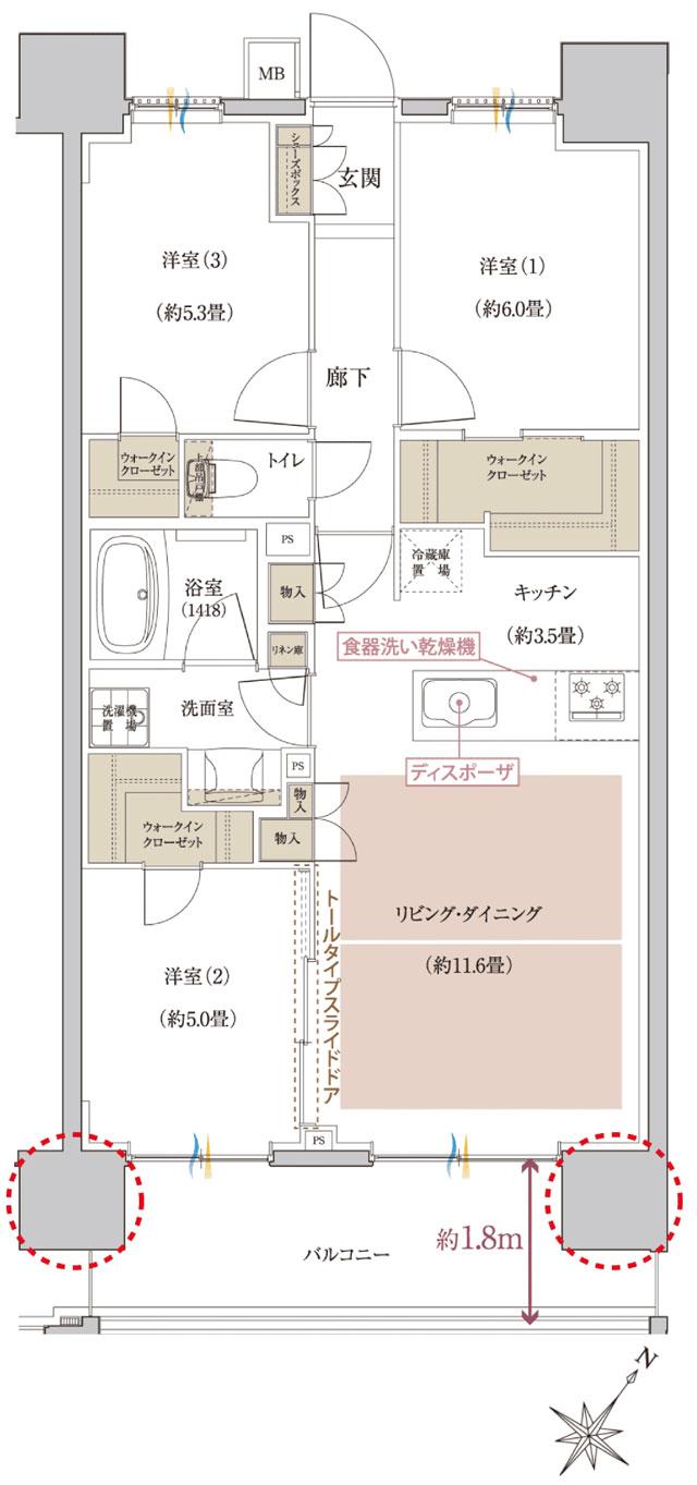 THE MACHIDA CLASS PROJECTの間取り図　C：3LDK+3WIC