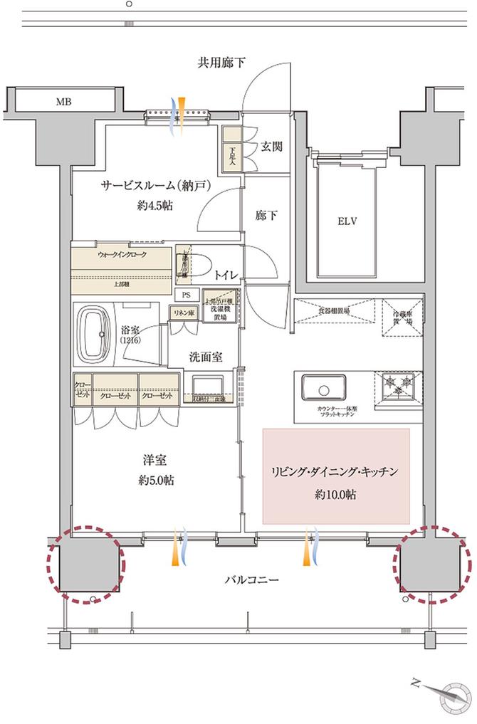 サンクレイドル千葉IIの間取り図　BI：1LDK+S+WIC